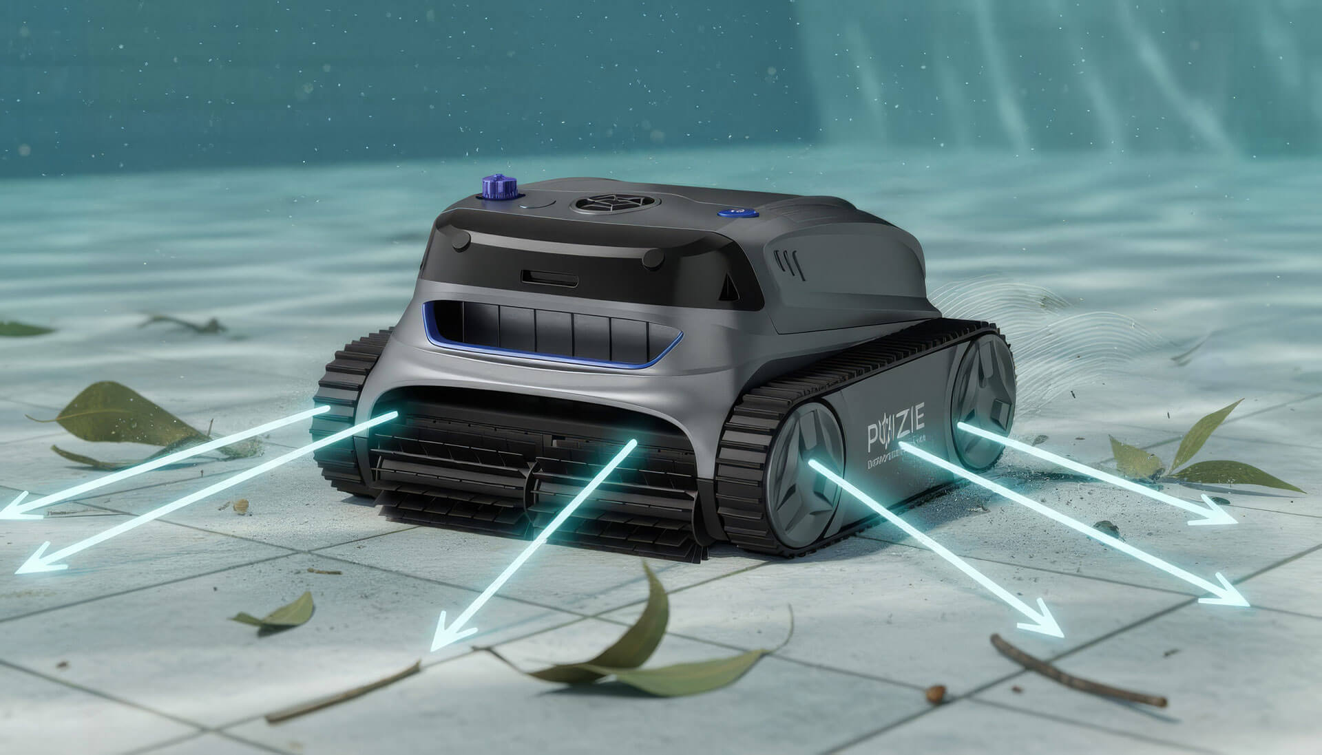 Pozie - Tide Pro automatic pool cleaner removing leaves